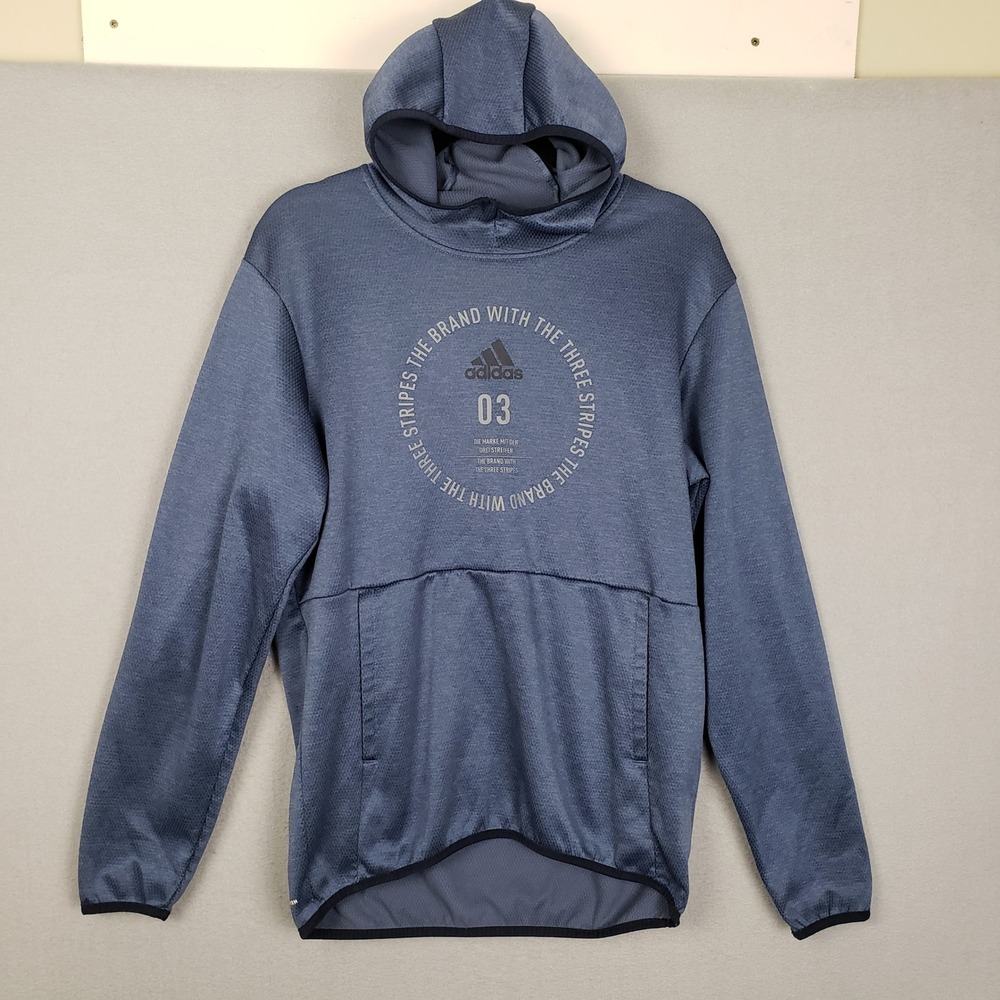 Adidas Size M Team Issue Badge‎ Of Logo Sport Hoodie Sweatshirt Blue Athleisure